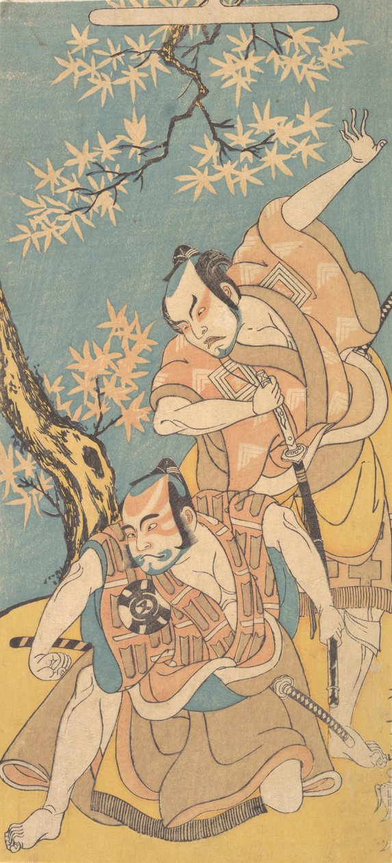 ड्रामा ओटोकोयामा यूनज़ी कुराबे का दृश्य, 12वां महीना, 1768। द्वारा शुनशो