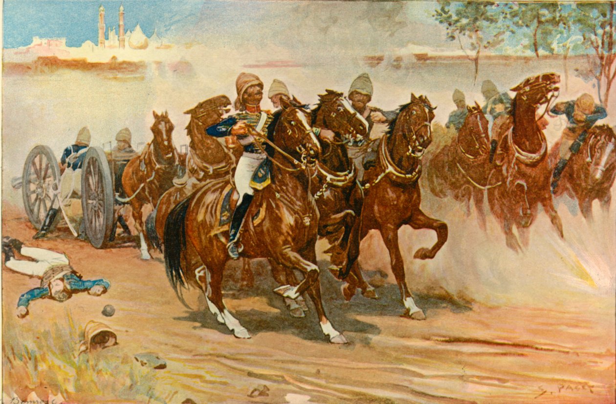 लेफ्टिनेंट रॉबर्ट्स दिल्ली, 1901 के दीवारों के नीचे अपनी बैटरी की बचत। द्वारा सिडनी पगेट