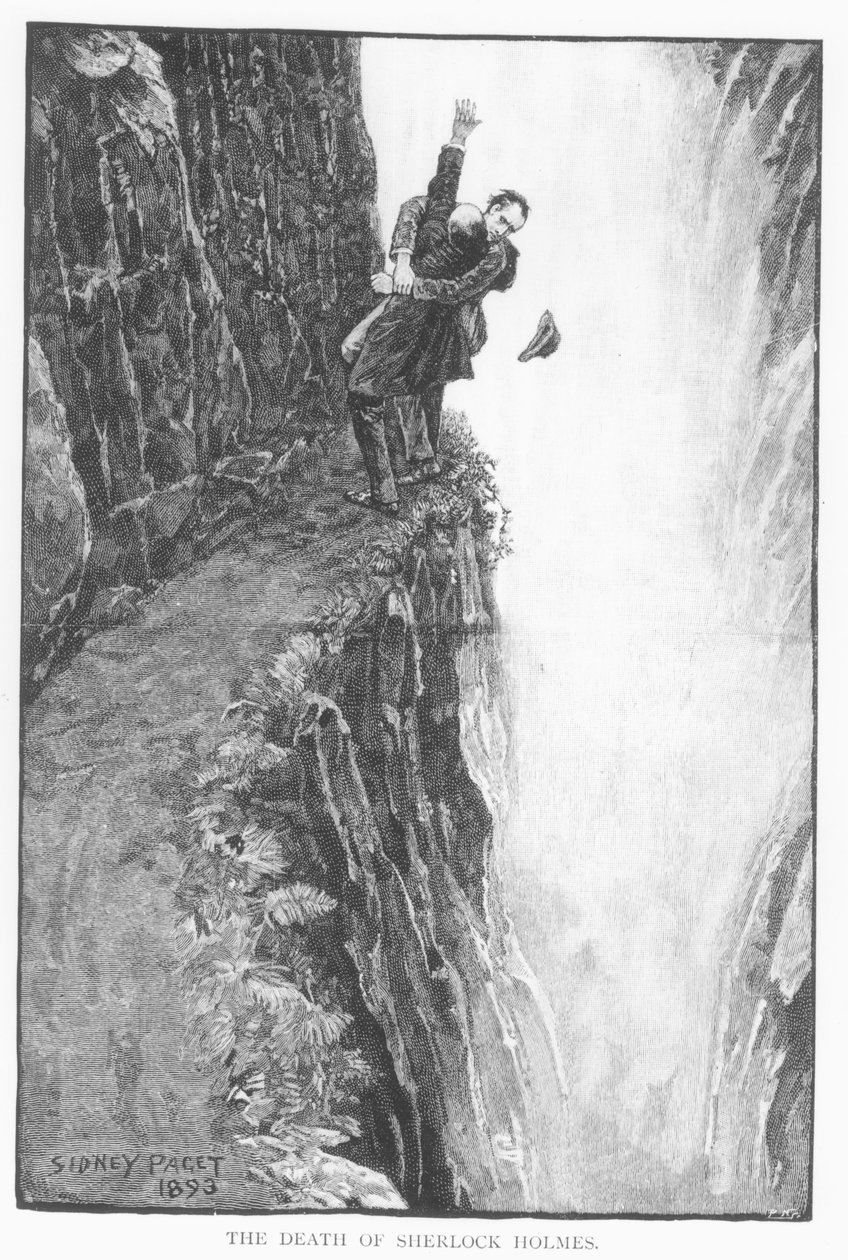And द डेथ ऑफ़ शेरलॉक होम्स ’, आर्थर कानन डॉयल (1859-1930) द्वारा Problem द फाइनल प्रॉब्लम’ के लिए चित्रण, and स्ट्रैंड मैगज़ीन ’में, दिसंबर 1893 द्वारा सिडनी पगेट