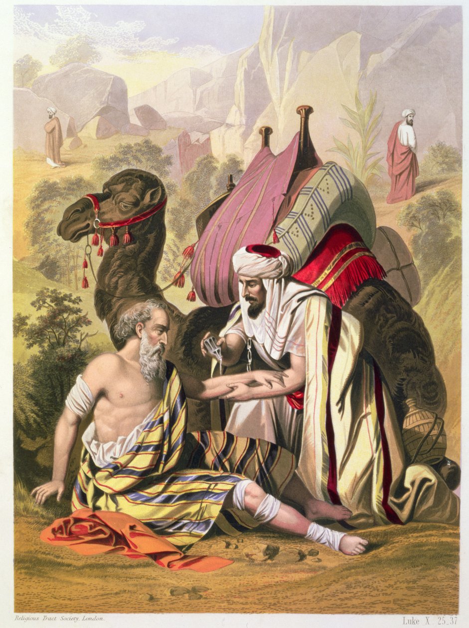 द गुड समैरिटन, एडवर्ड गवर्नमेंट द्वारा मुद्रित बाइबिल से द्वारा सीगफ्राइड डेटलर बेंडिक्सन