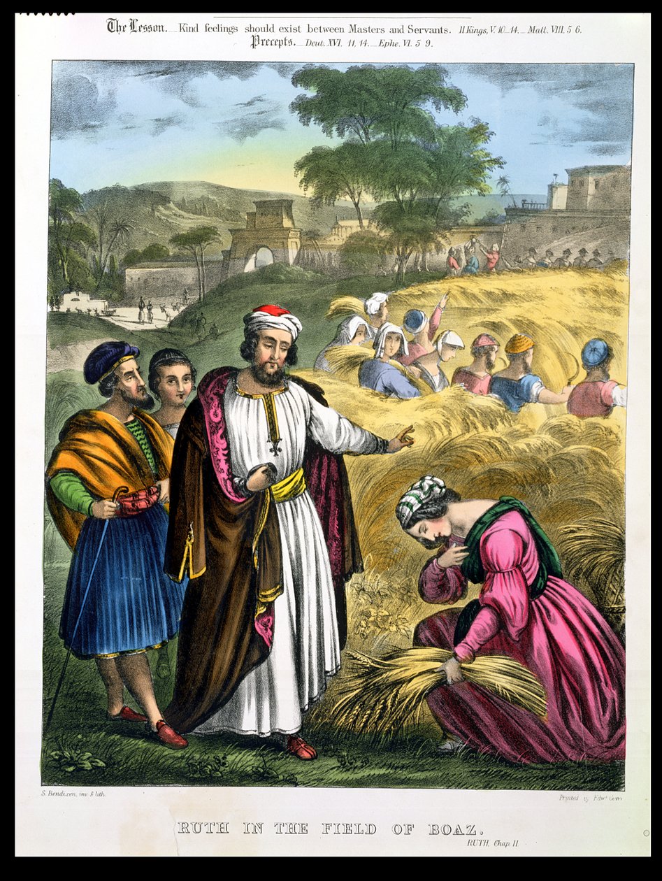 बोज के मैदान में रूथ, एडवर्ड शासन द्वारा मुद्रित बाइबिल से, 1870 का द्वारा सीगफ्राइड डेटलर बेंडिक्सन