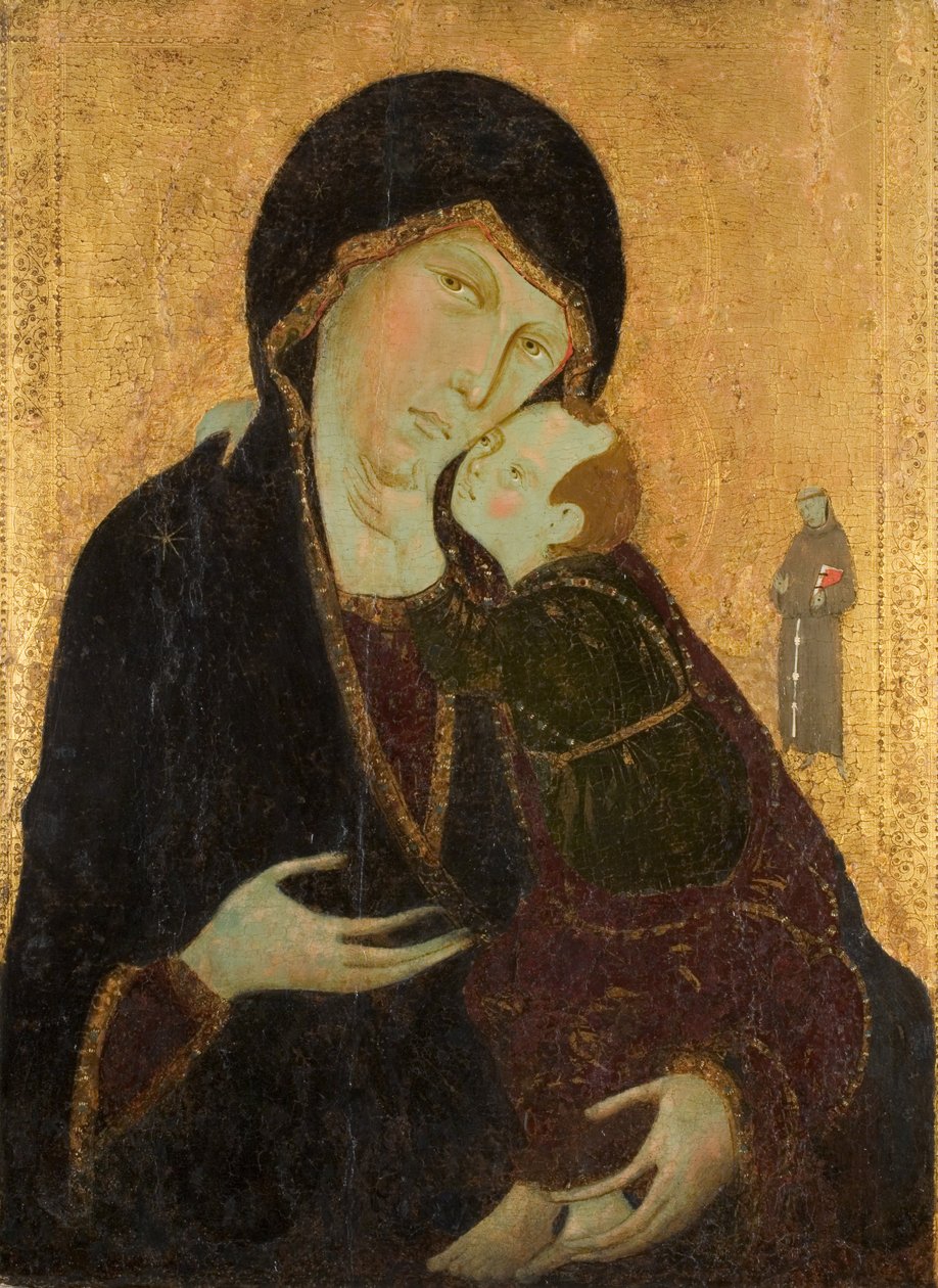 मैडोना और बाल सेंट फ्रांसिस के साथ, c.1285 (पैनल पर तापमान) द्वारा सिनेस स्कूल