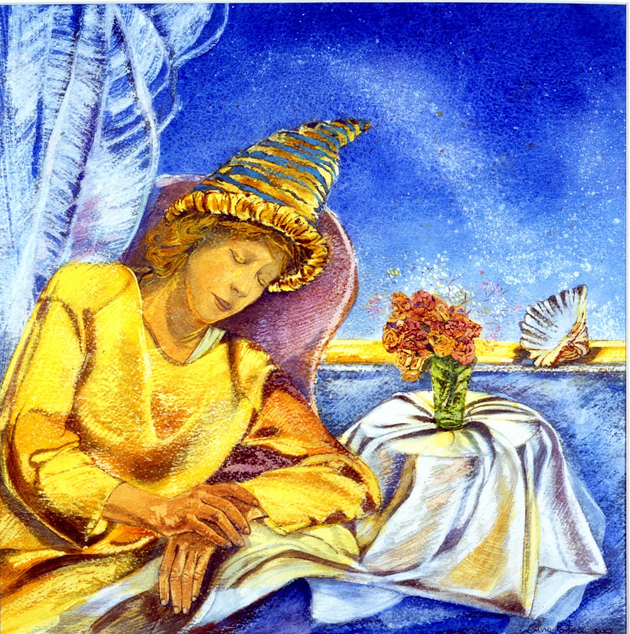 स्लीपिंग मैजिशियन, 2005 (जल रंग) द्वारा सिल्विया पादरी