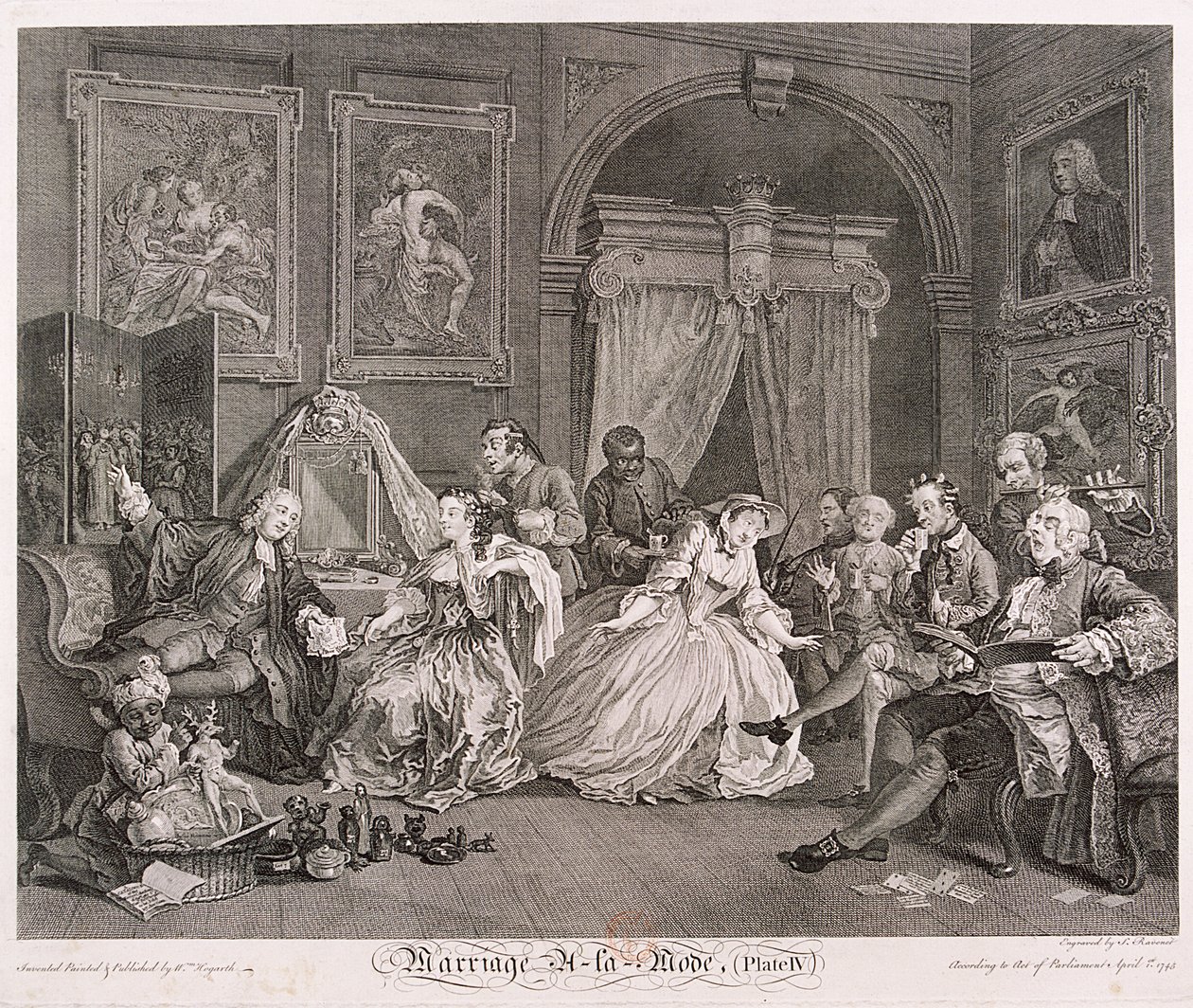 मैरिज ए ला मोड', 1745, प्लेट IV द्वारा साइमन फ्रेंकोइस रेवनेट