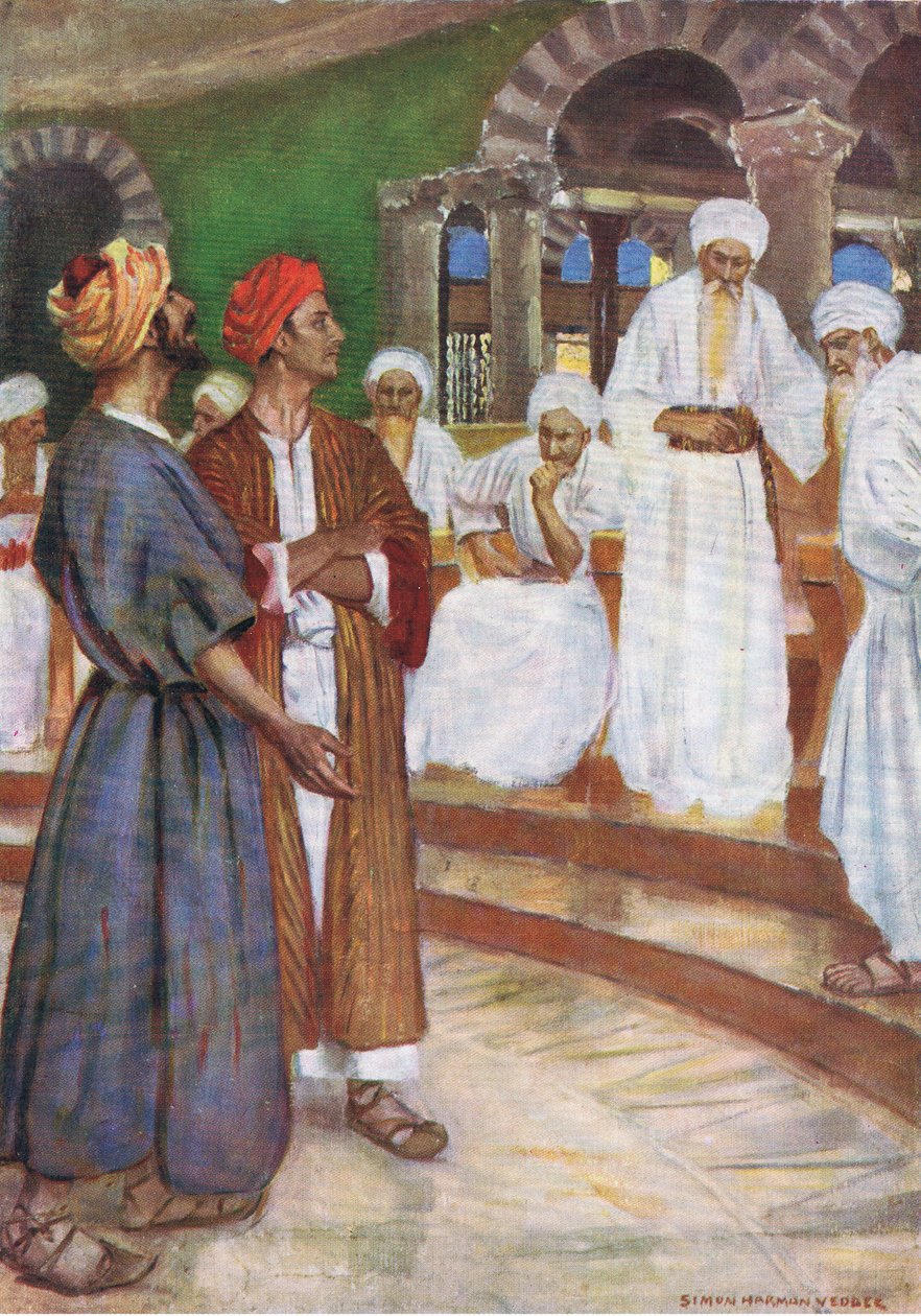 थॉमस नेल्सन द्वारा प्रकाशित द बाइबल पिक्चर बुक से पीटर और जॉन की साहसिकता, c.1950 द्वारा साइमन हार्मन वेडर