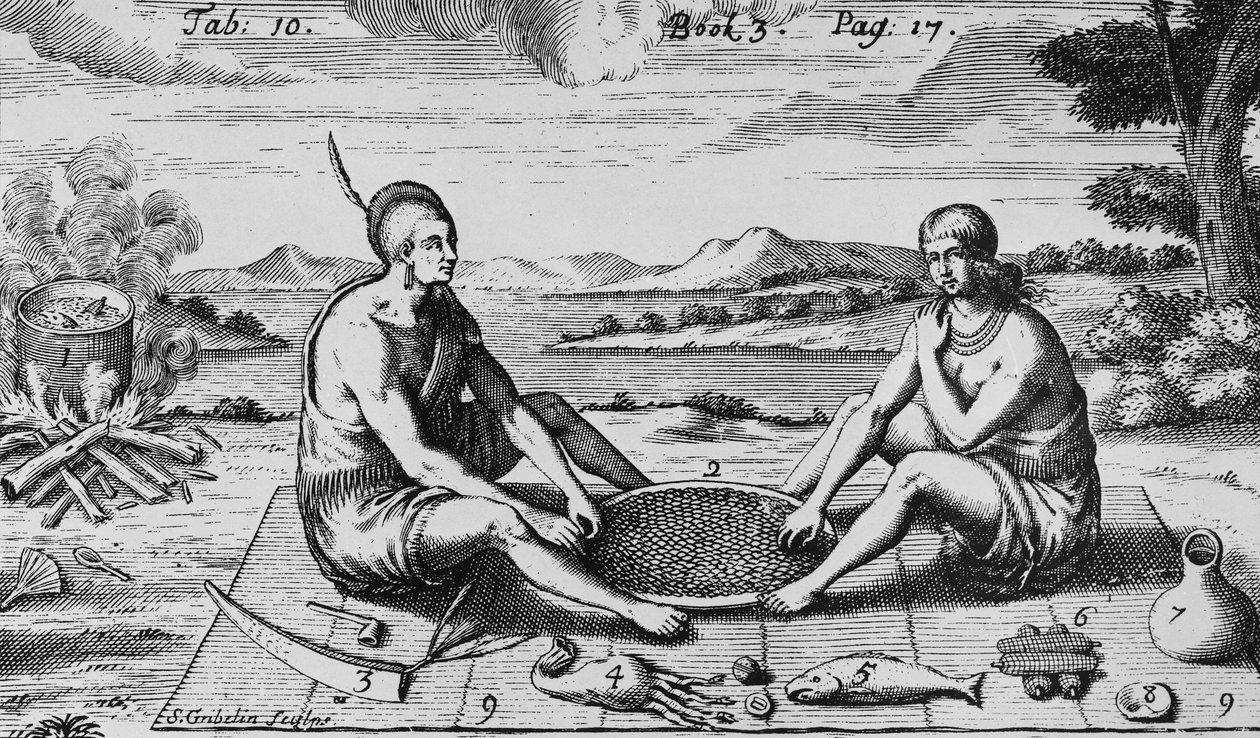 ए मैन एंड हिज वाइफ एट डिनर, 1705 द्वारा साइमन द्वितीय ग्रिबेलिन