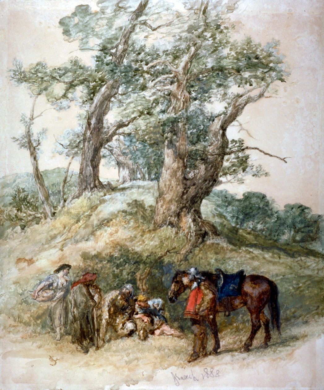'ए हॉल्ट', 1888। द्वारा सर जॉन गिल्बर्ट