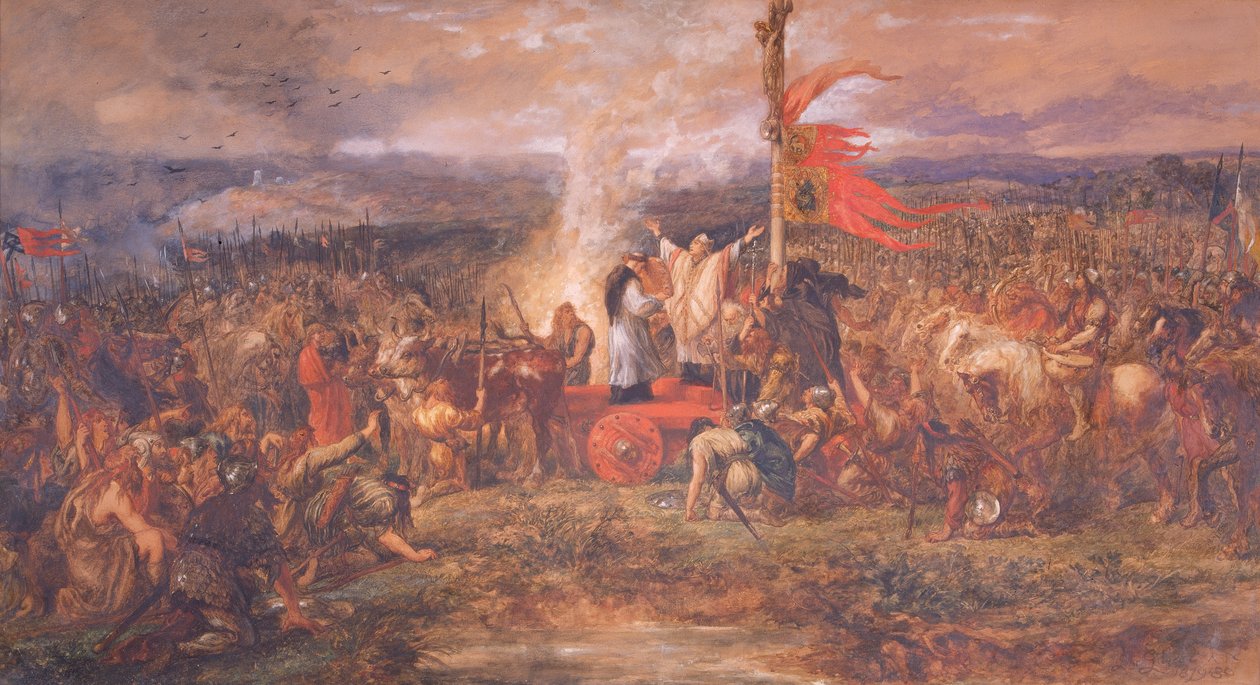 मानक की लड़ाई, नॉर्थहेलर्टन, यॉर्कशायर, 22 अगस्त 1138, 1880। द्वारा सर जॉन गिल्बर्ट