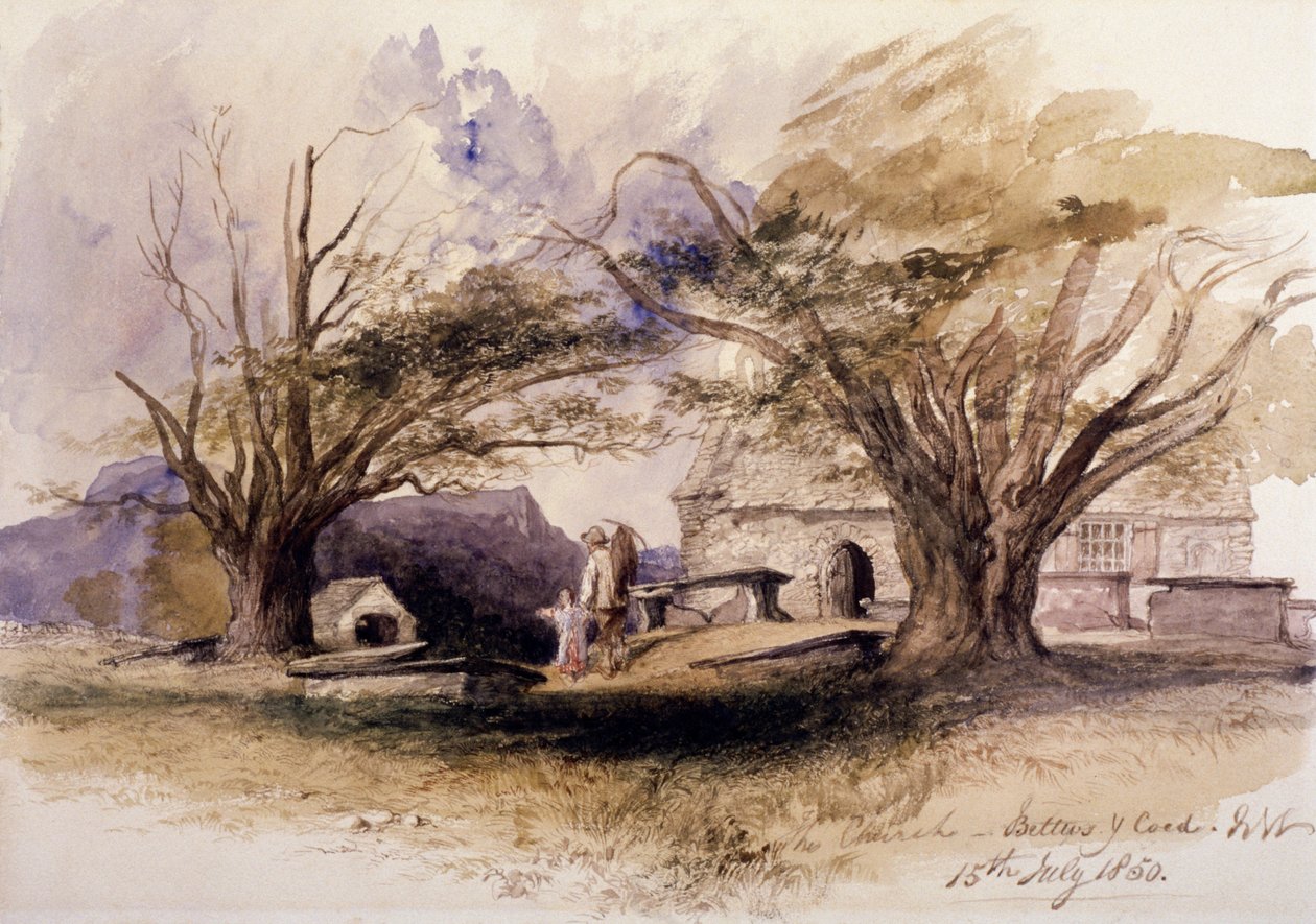 द चर्च, बेट्स-वाई-कोएड', 1850, बेट्ट्स-वाई-कोएड, ग्वेनेड, वेल्स द्वारा सर जॉन गिल्बर्ट