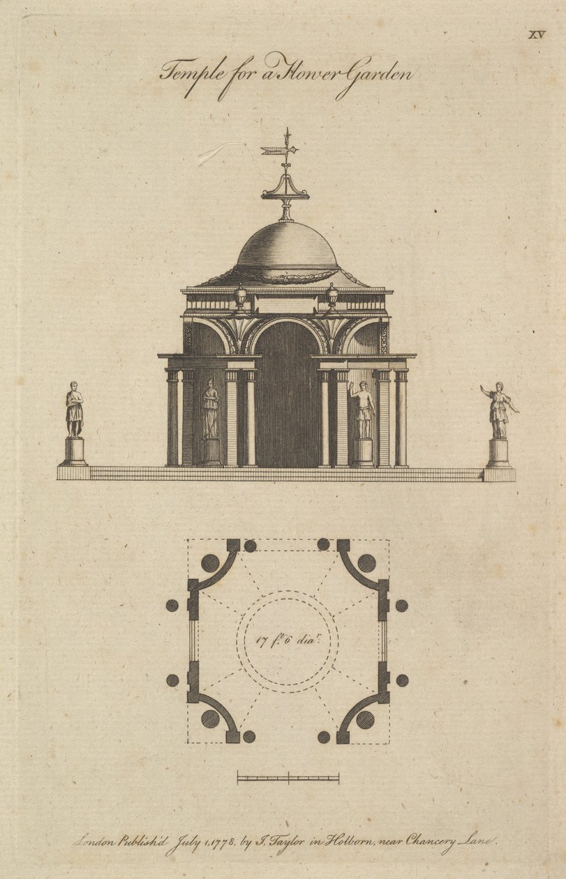 फ्लावर गार्डन के लिए मंदिर, 1778। द्वारा सर जॉन सोने