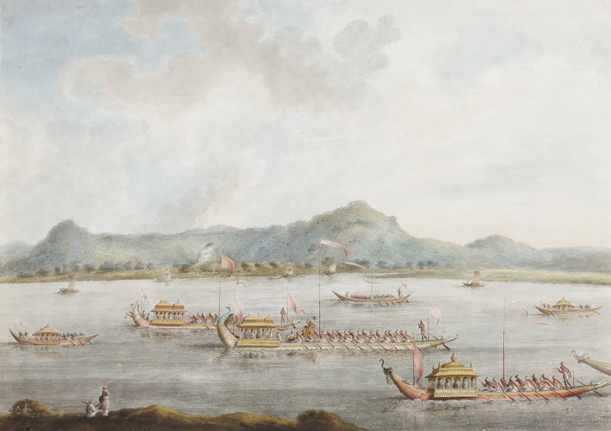 1814 गंगा पर मुर्शिदाबाद की नावों का नवाब (कागज पर अपारदर्शी wc) द्वारा सीता राम