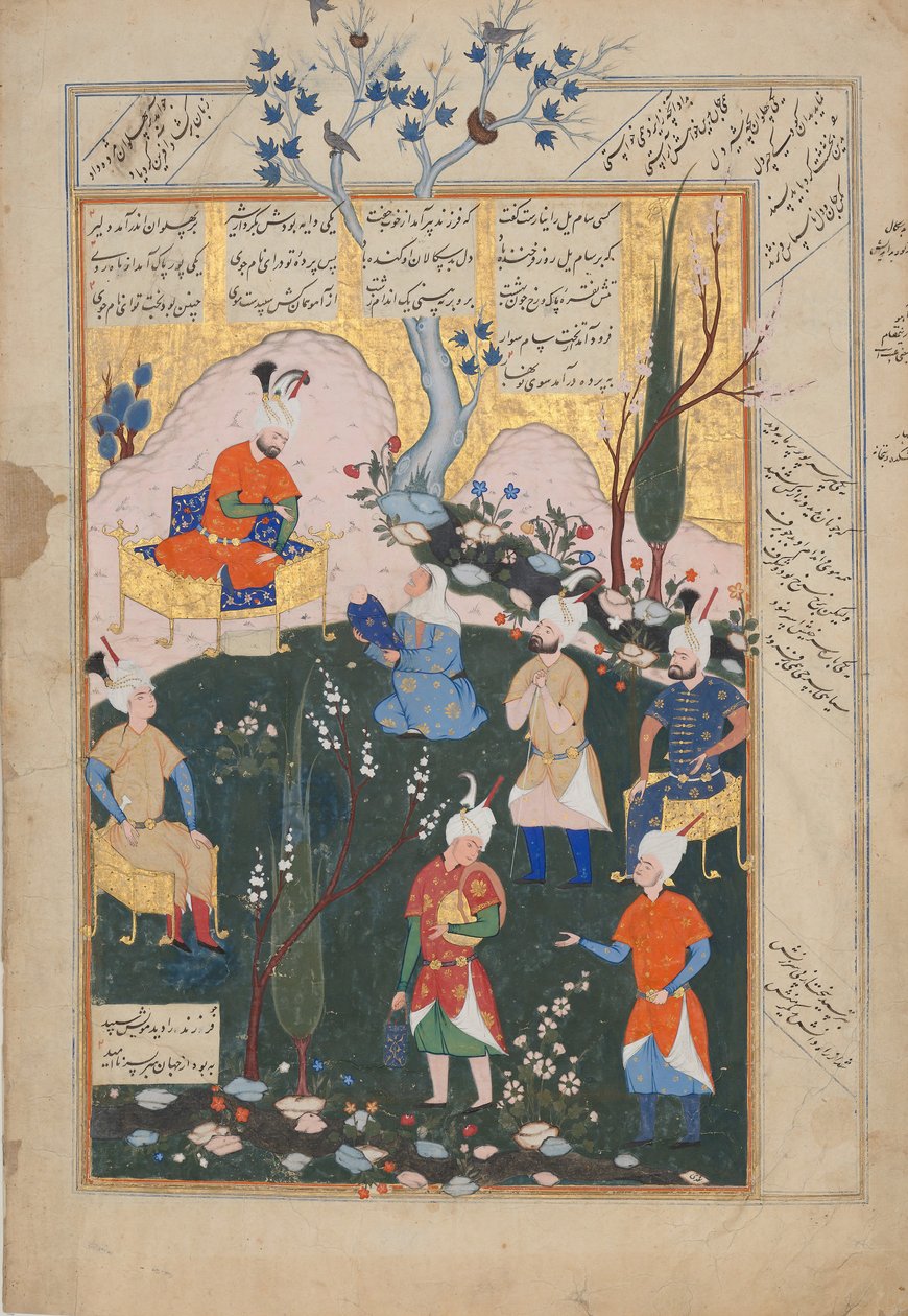 शाहनामा बुक ऑफ किंग्स से ज़ल, फोलियो का जन्म, 1576-77। द्वारा सियावुशी
