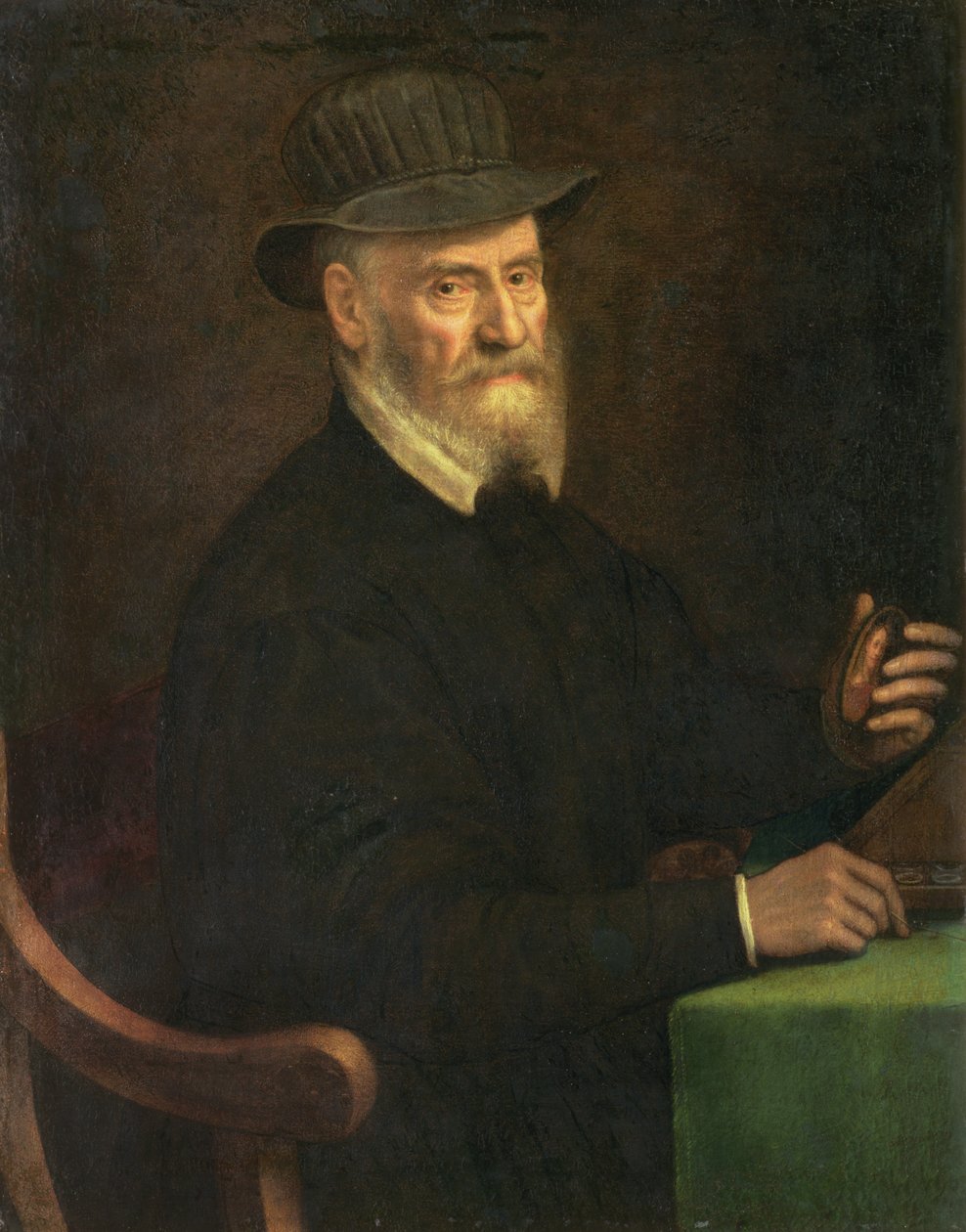 Giulio Clovio का पोर्ट्रेट (1498-1578), लघु कलाकार, कलाकार लाविनिया टेर्लिंक्स (fl.1545-70), 1556 का एक लघु विचार रखते हुए द्वारा सोफोनिस्बा एंगुइसोला