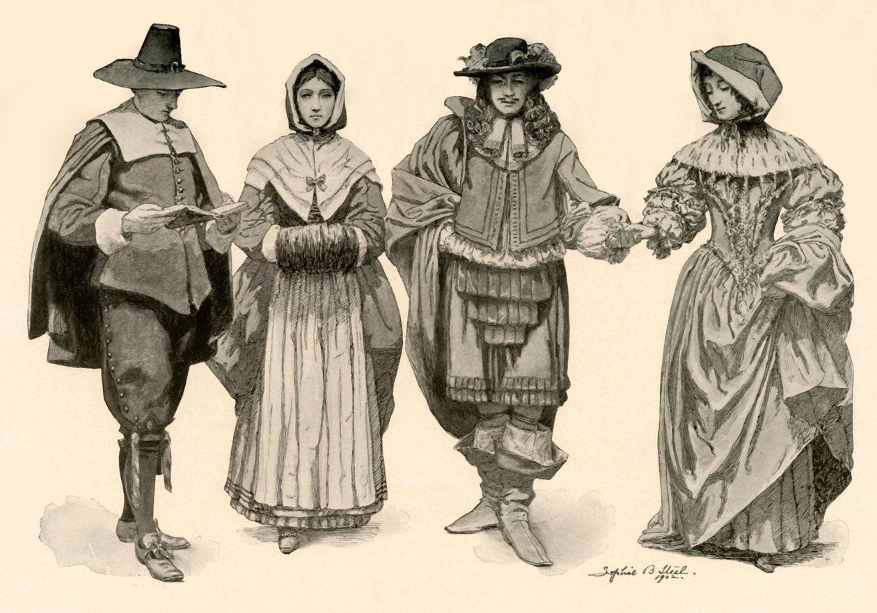 1620-1670, 1903, 1937 के समय के दौरान कपड़े। द्वारा सोफी बी। स्टील