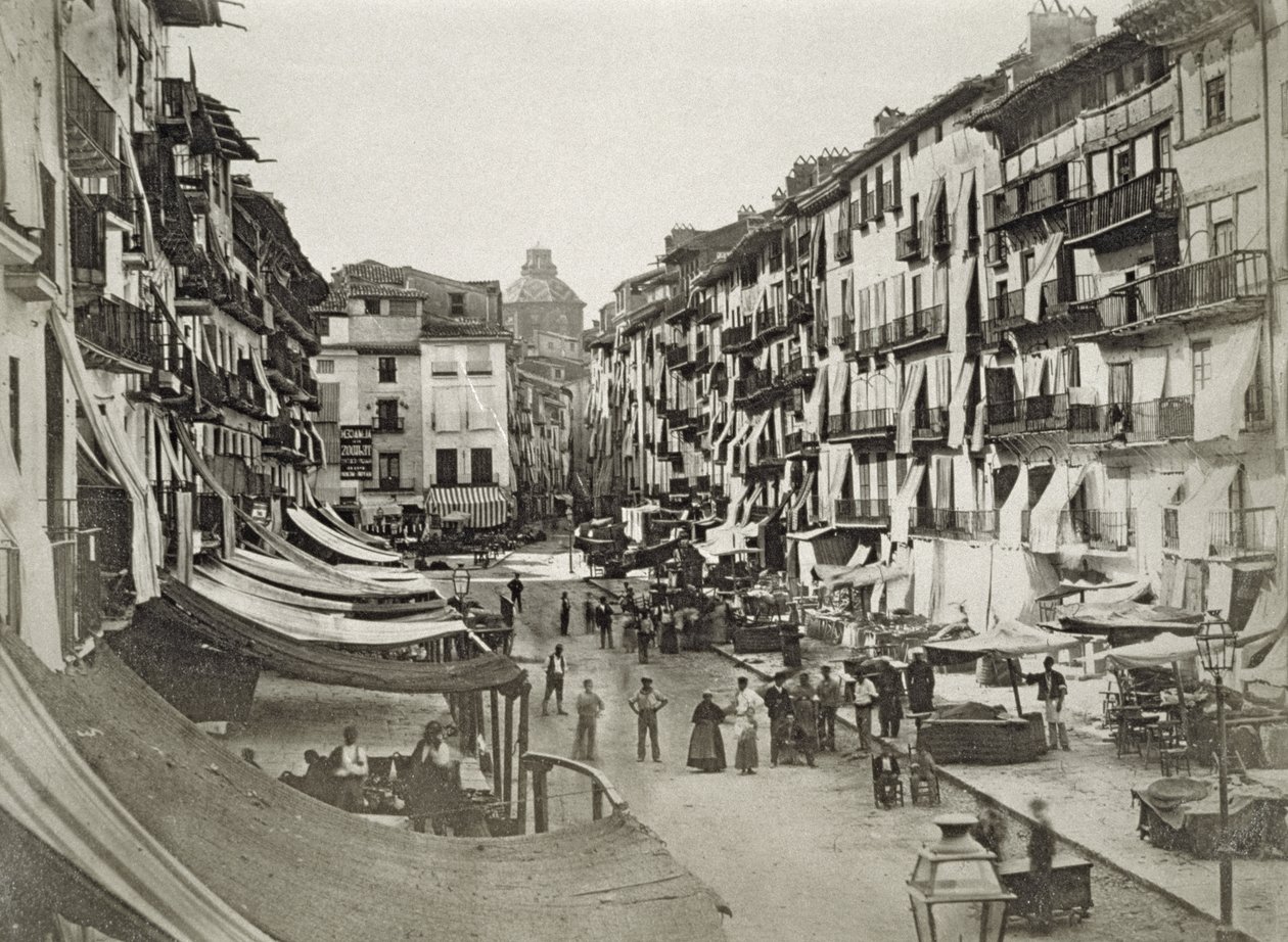 बार्सिलोना स्ट्रीट दृश्य, c.1880s (एल्बम प्रिंट) द्वारा स्पैनिश फोटोग्राफर