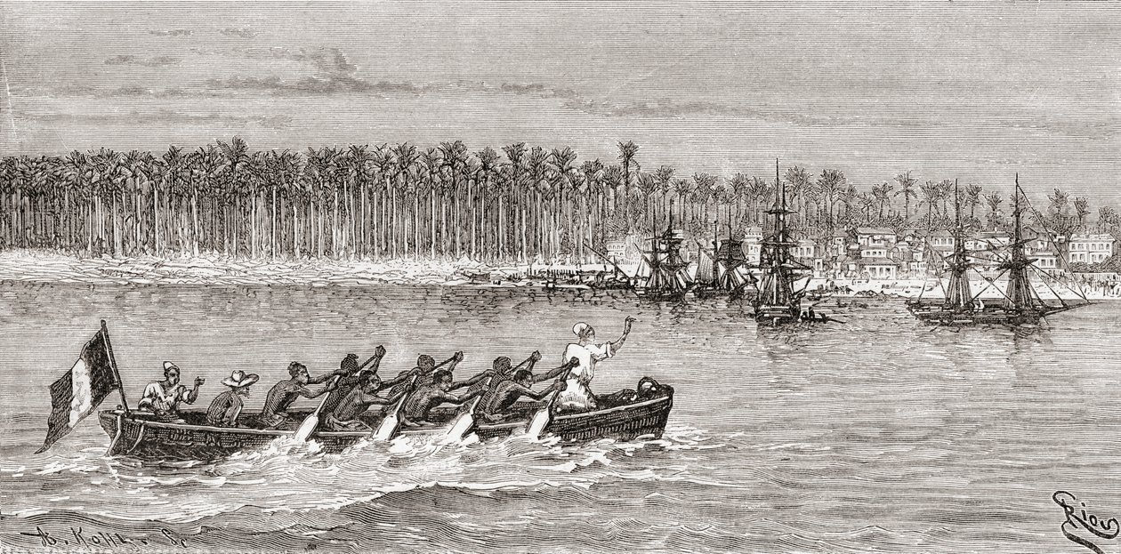 1888 में प्रकाशित &39;अफ्रीका पिंटोरसका&39; से उत्कीर्णन द्वारा स्पेनिश स्कूल