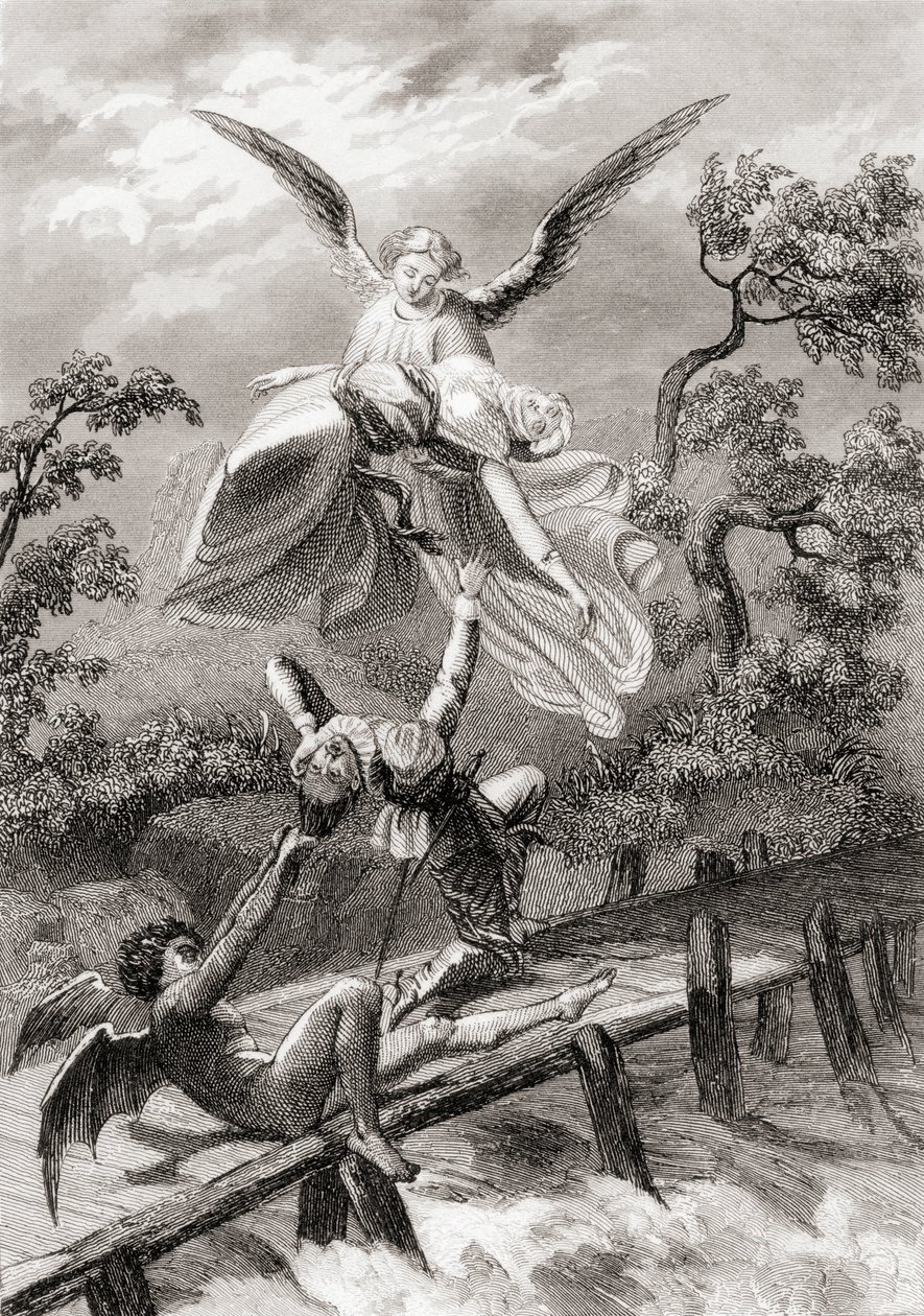 अमीना को एक स्वर्गदूत द्वारा ले जाया जाता है जब शैतान अल्बिसिन (लिथो) के सैक्रिस्टन को पकड़ लेता है द्वारा स्पेनिश स्कूल