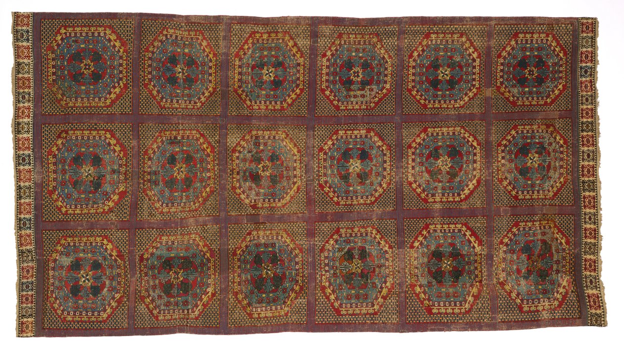 तुर्की पैटर्न के साथ कालीन, c.1450-1500 (ऊन) द्वारा स्पेनिश स्कूल