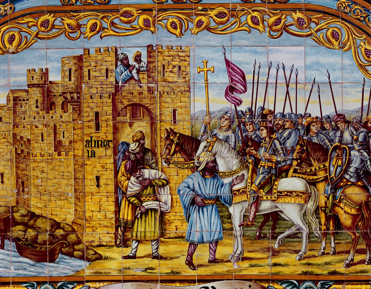 1488 (सिरेमिक) में कैथोलिक राजाओं द्वारा अल्मेरिया की विजय (400253 का विवरण) द्वारा स्पेनिश स्कूल