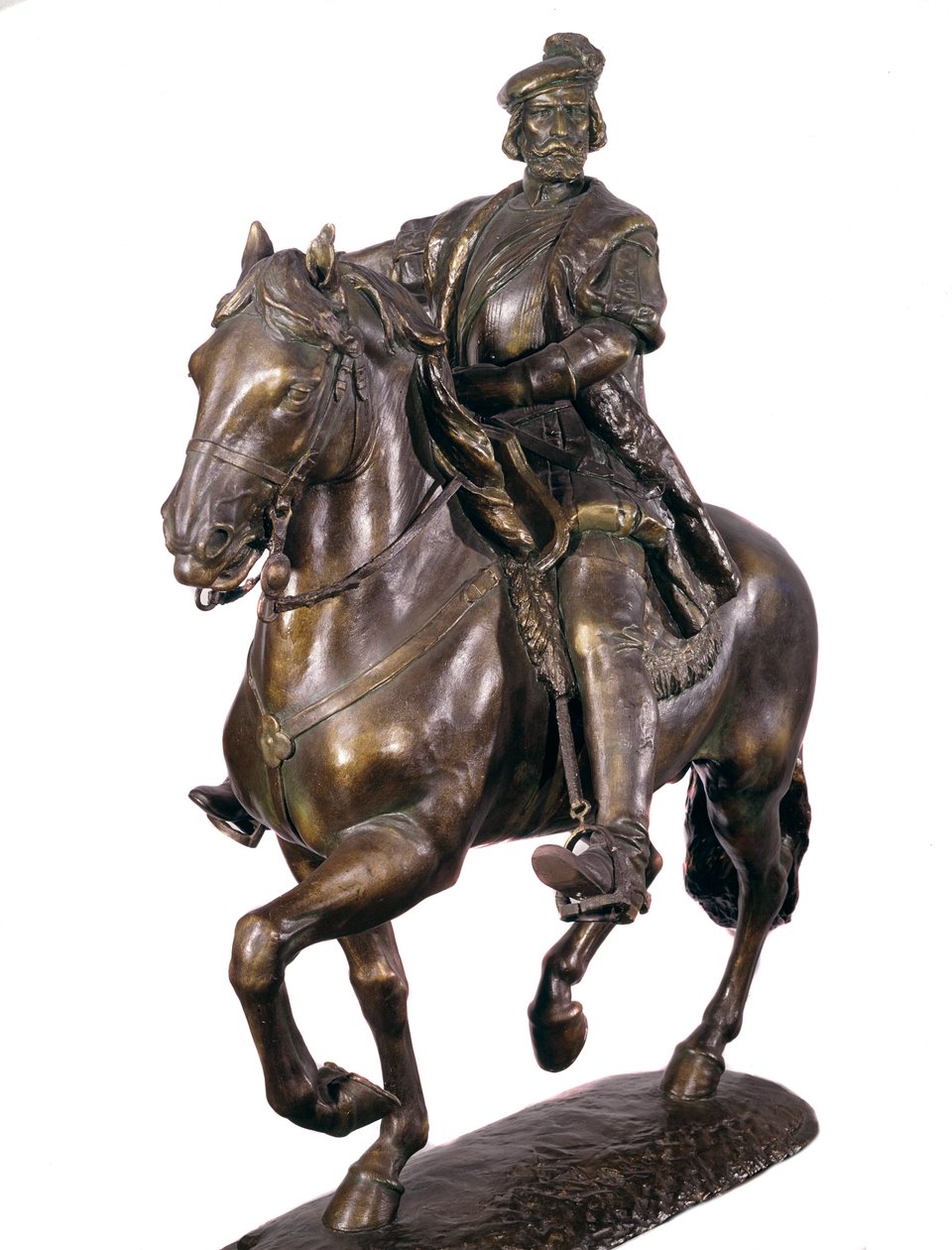 हर्नान कोर्टेस (या कॉर्टेज़) (1485-1547), स्पेनिश विजेता का घुड़सवारी चित्र। १६वीं सदी की अनाम कांस्य मूर्ति। आर्मी संग्रहालय, मैड्रिड द्वारा स्पेनिश स्कूल