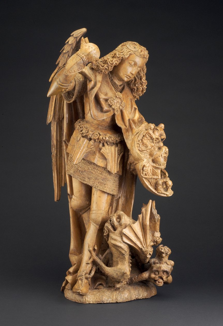 सेंट माइकल और डेविल, c.1475-1500 (चिनार) द्वारा स्पेनिश स्कूल