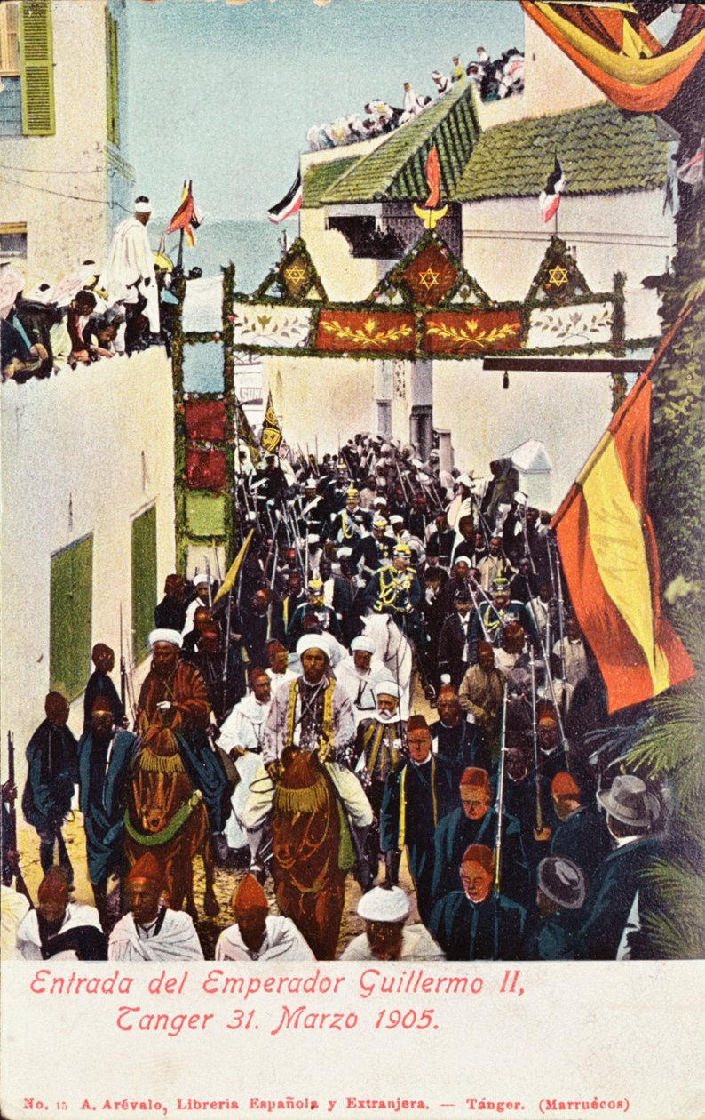 31 मार्च 1905 को कैसर विल्हेम II (1859-1941) का प्रवेश टंगियर्स में हुआ द्वारा स्पेनिश स्कूल