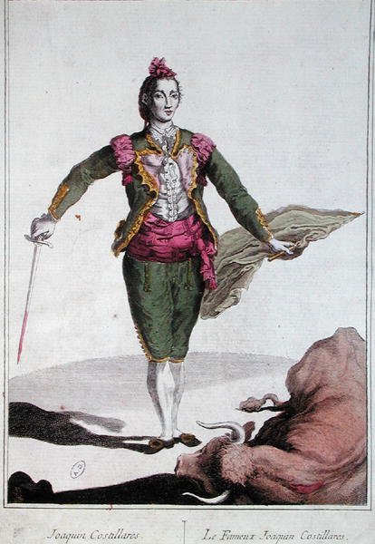 प्रसिद्ध टोरेडोर, जोकिन रोड्रिगेज 'कॉस्टिलारेस' (1748-1800) (रंग लिथो) द्वारा स्पेनिश स्कूल