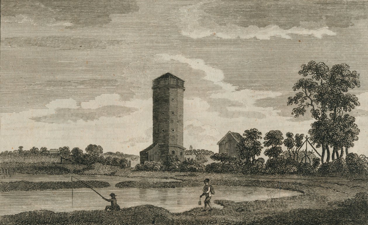 हैम्पशायर में एक प्राचीन जल मीनार, 1786 द्वारा गौरैया