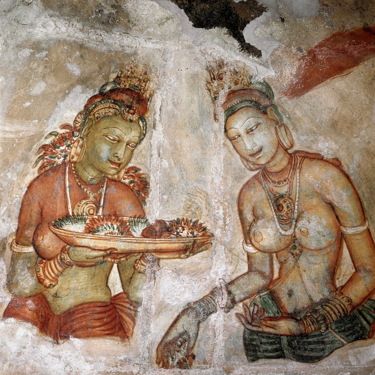 नौकरानी का दृश्य (शेर की चट्टान का भित्ति चित्र, 5वीं शताब्दी) द्वारा श्रीलंका का स्कूल