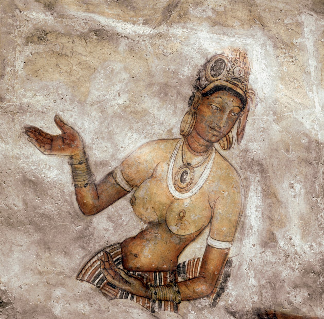 नौकरानी का दृश्य (शेर की चट्टान का भित्ति चित्र, ५वीं शताब्दी) द्वारा श्रीलंका का स्कूल