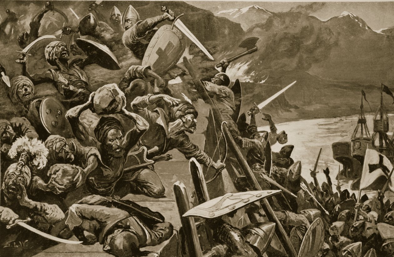 Nicaea पर धावा बोल रहे क्रुसेडर्स द्वारा स्टेनली एल। वुड