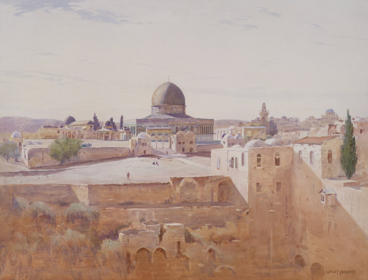 डोम ऑफ़ द रॉक, c.1905 (wc पेपर पर) द्वारा स्टेनली इंचबोल्ड