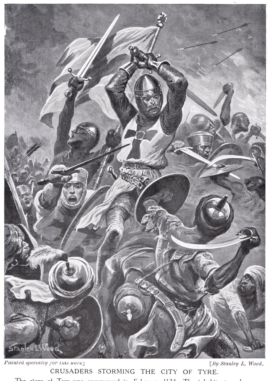 &39;हचिन्सन हिस्ट्री ऑफ़ द नेशन्स&39; का चित्रण, द सिटी ऑफ़ द टायर को क्रूसिटर्स द्वारा स्टेनली एल। वुड