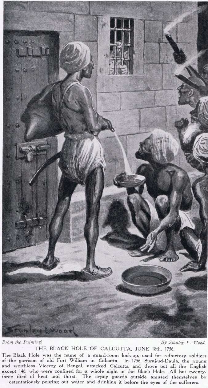 द ब्लैक होल, ओल्ड फोर्ट विलियम, 18 जून, 1756, &39;हचिन्सन हिस्ट्री ऑफ द नेशंस&39; का चित्रण, c.1.110 द्वारा स्टेनली एल। वुड