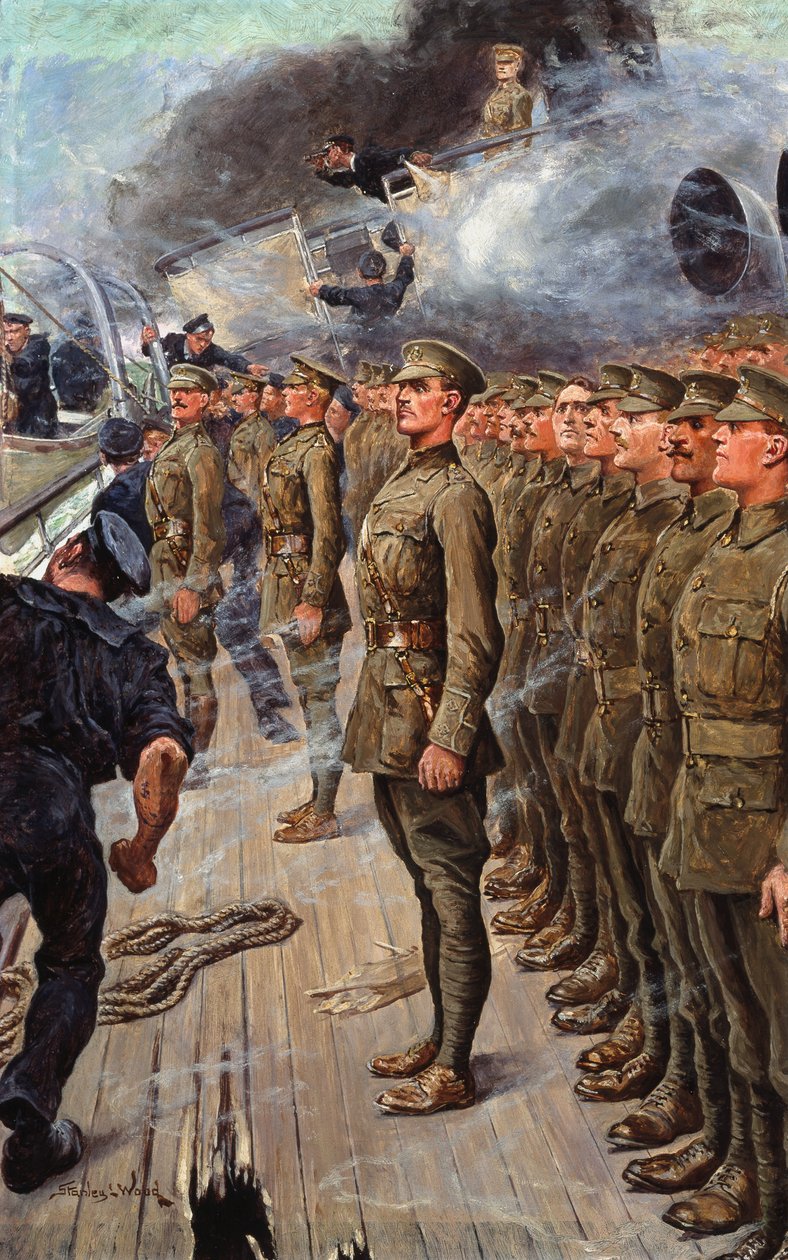 6 फरवरी 1917 (बोर्ड पर तेल) एसएस 'टायंडारेस' की सेना की निकासी द्वारा स्टेनली एल। वुड