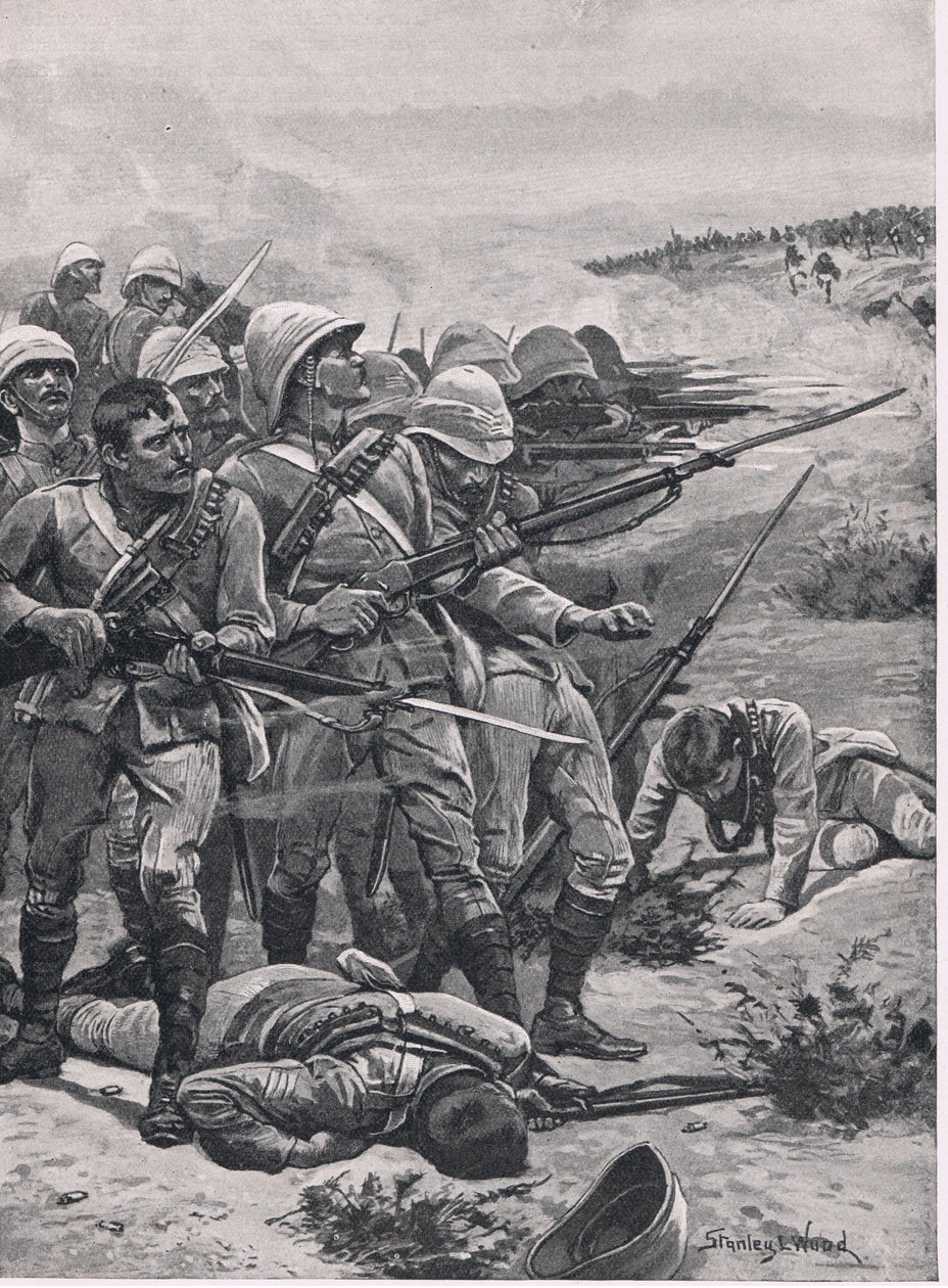 ABU-Kru, 19 जनवरी 1885 को स्क्वायर, लैंड और सी, 1915 पर ब्रिटिश बैटल से चित्रण द्वारा स्टेनली एल। वुड