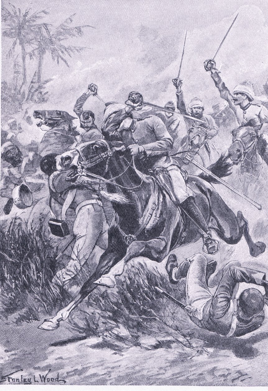 लखनऊ के बाहर स्वयंसेवक घुड़सवार सेना, 30 जून 1857, लैंड और सी, 1915 पर ब्रिटिश बैटल से चित्रण द्वारा स्टेनली एल। वुड