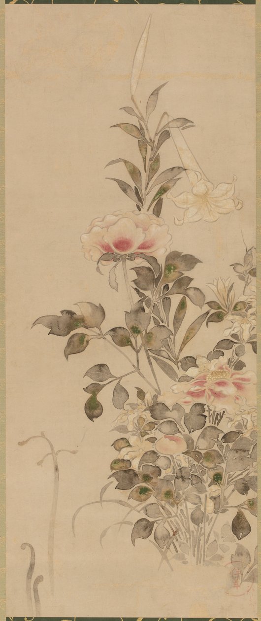 चपरासी और लिली, मोमोयामा या ईदो काल, 1568-1615। द्वारा सोतात्सु