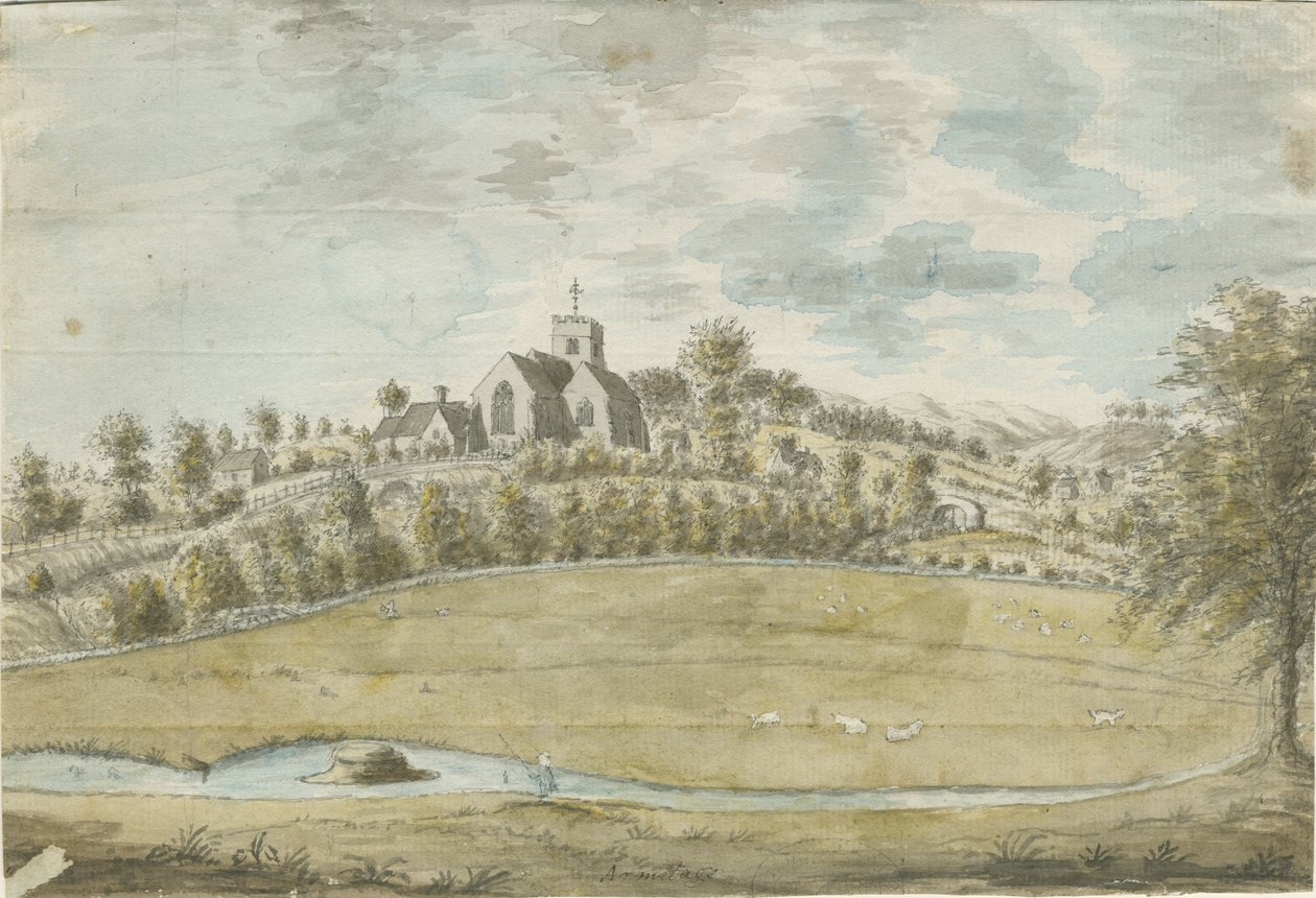 आर्मिटेज चर्च: वाटर कलर पेंटिंग, एनडी [1762-1802] द्वारा स्टीबिंग शॉ