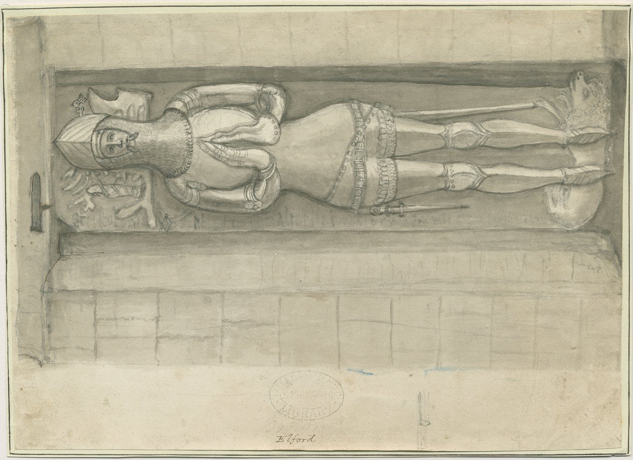 एलफोर्ड चर्च: सीपिया ड्राइंग, एनडी [1762-1802] (ड्राइंग) द्वारा स्टीबिंग शॉ