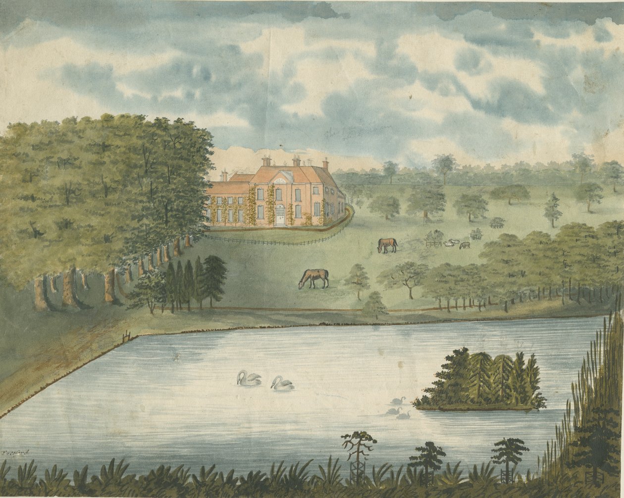 फ्रीफोर्ड हॉल: वाटर कलर पेंटिंग, एनडी [1762-1802] द्वारा स्टीबिंग शॉ
