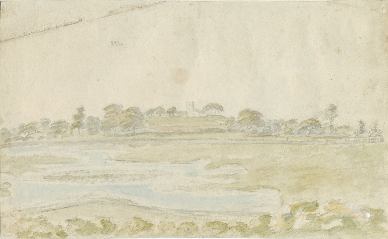 हाई ऑफ़ली चर्च: वाटर कलर पेंटिंग, एनडी [1762-1802] द्वारा स्टीबिंग शॉ