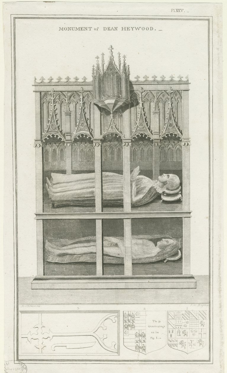 लिचफील्ड कैथेड्रल - स्मारक डीन हेवुड के लिए: उत्कीर्णन, एनडी [1762-1798] (प्रिंट) द्वारा स्टीबिंग शॉ