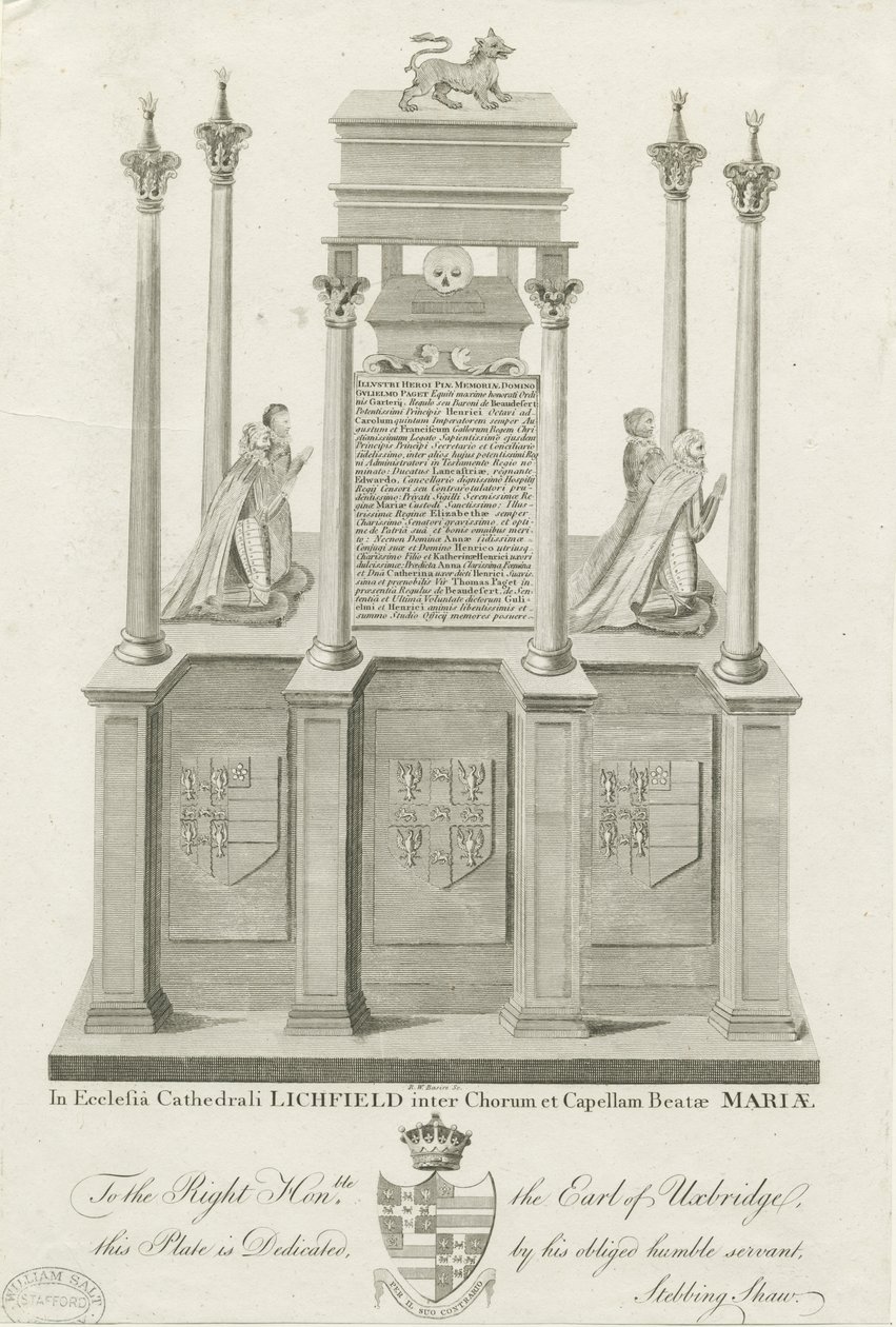लिचफील्ड कैथेड्रल - विलियम पेजेट का मकबरा: उत्कीर्णन, एनडी [1762-1798] (प्रिंट) द्वारा स्टीबिंग शॉ