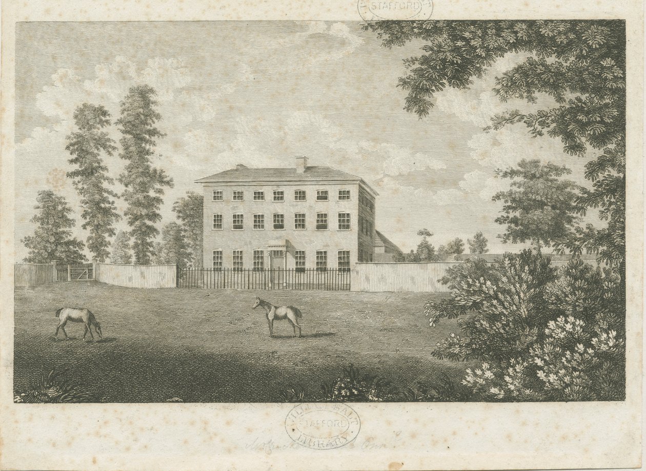 लिटिल ओएनएन हॉल: रेखा-उत्कीर्णन, एनडी [1762-1802] द्वारा स्टीबिंग शॉ