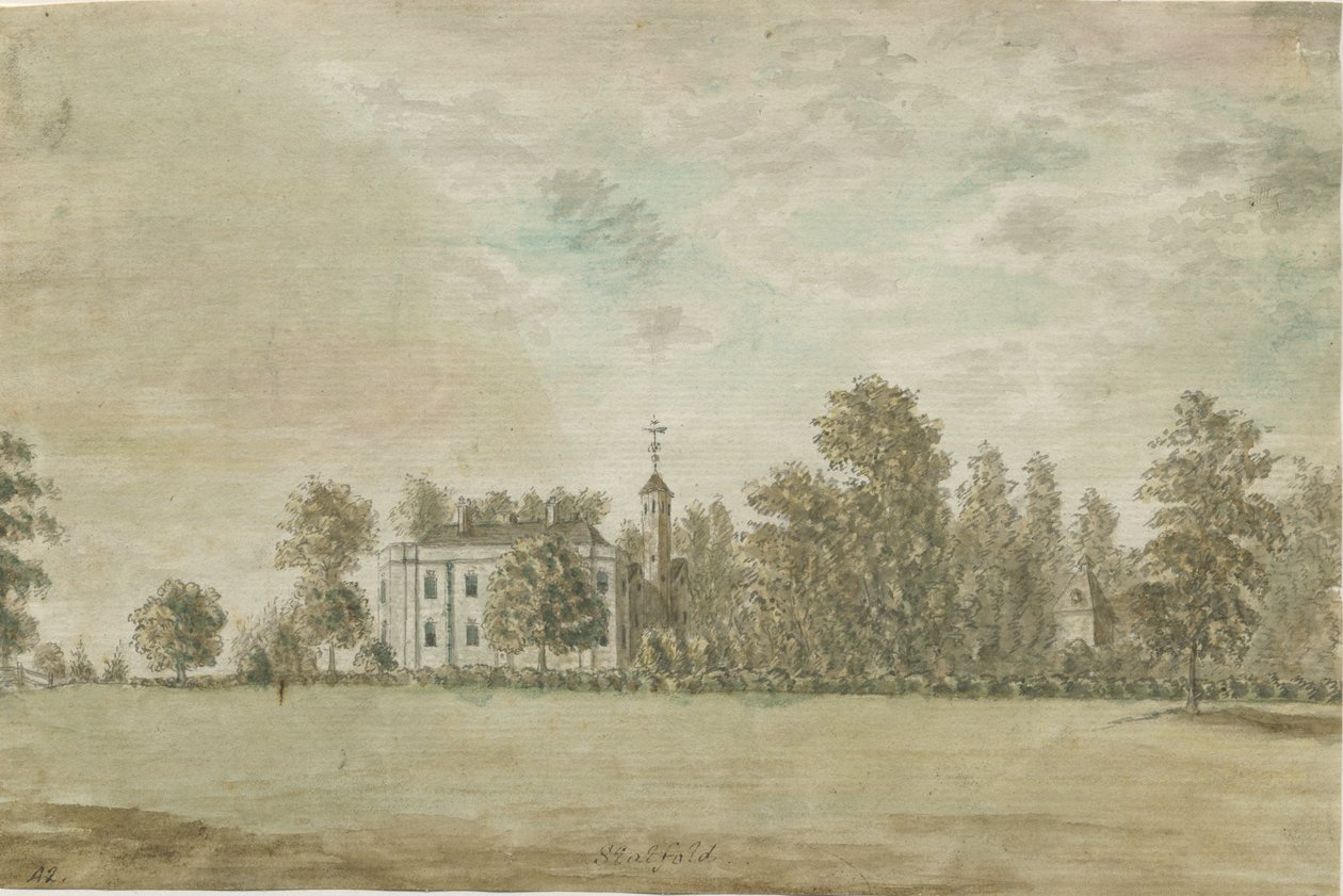 स्टेटफ़ोल्ड हॉल: वाटर कलर पेंटिंग, एनडी [1762-1802] द्वारा स्टीबिंग शॉ