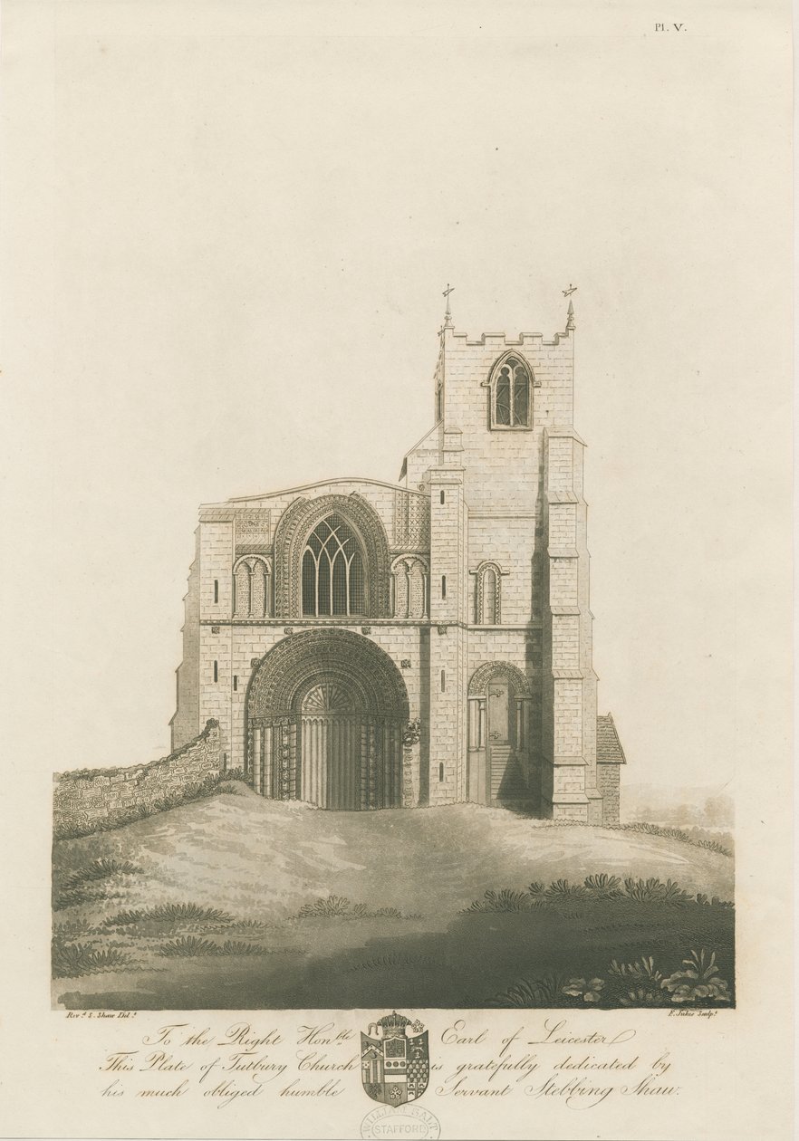 Tutbury Priory चर्च: एक्वाटिंट उत्कीर्णन, एन डी [सी 1798] (प्रिंट) द्वारा स्टीबिंग शॉ