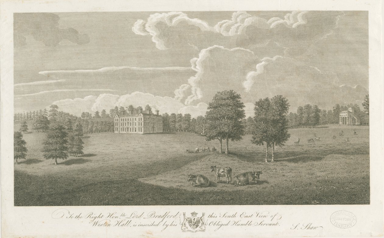 वेस्टन-अंडर-छिपकली - हॉल: उत्कीर्णन, एनडी [1762-1802] (प्रिंट) द्वारा स्टीबिंग शॉ