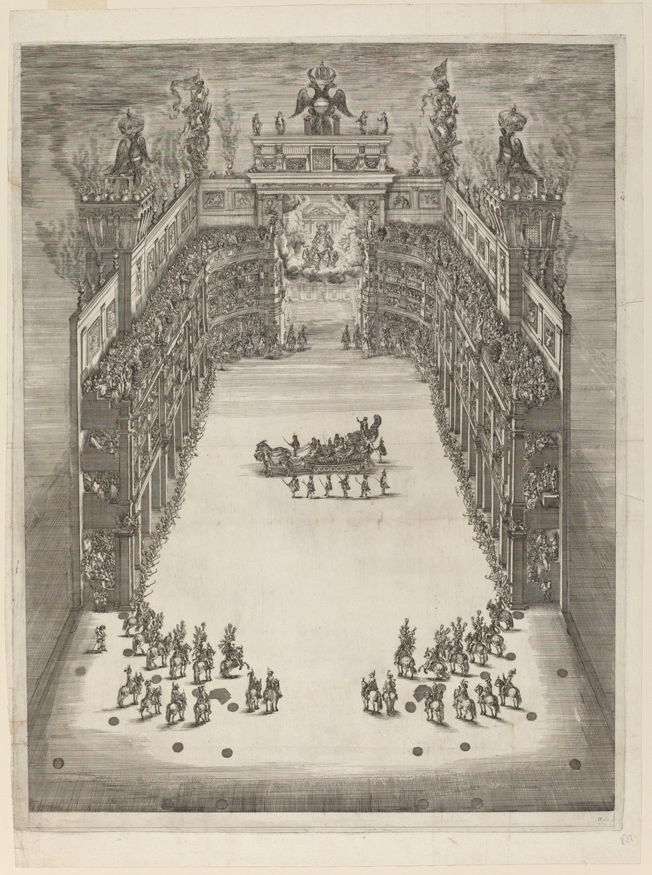 थिएटर का हवाई दृश्य, 1652। द्वारा स्टेफानो डेला बेला