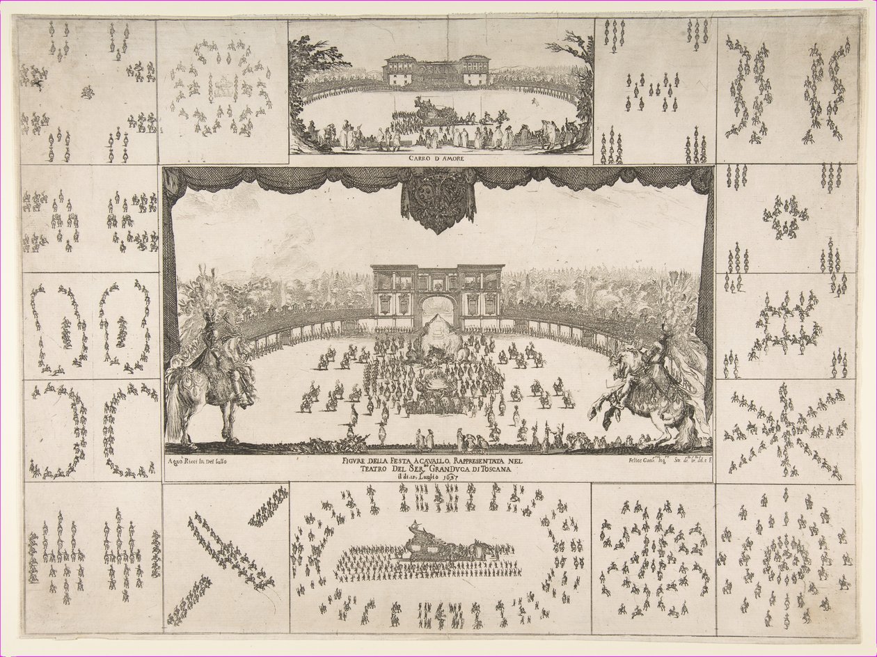 ग्रैंड ड्यूक फर्डिनेंड द्वितीय की शादी के लिए फ्लोरेंस में हिंडोला, 1637। द्वारा स्टेफानो डेला बेला